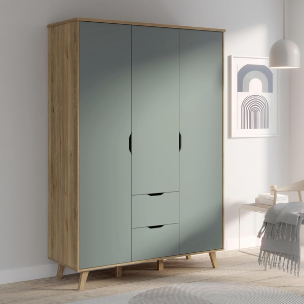 FORTE Drehtürenschrank Vankka, OTTOs Choice, Kleiderschrank, viel Stauraum, (B/H/T ca. 140x200x52cm) Made in Europe,mit Einlegeböden+Kleiderstange+Schubladen,grifflos