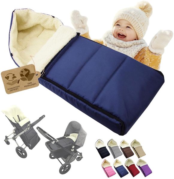BambiniWelt by Rafael K. Fußsack Winterfußsack Babyfußsack Fußsack Kinderwagen Wolle 108cm LINIERT, universal