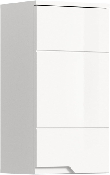 xonox. home Bad Solero X7WA9721 Hängeschrank Stauraumhochschrank Vorratsschrank in Weiß Nachbildung und weiß Hochglanz tiefzieh, ca. B/H/T: 38 x 73 x 27 cm