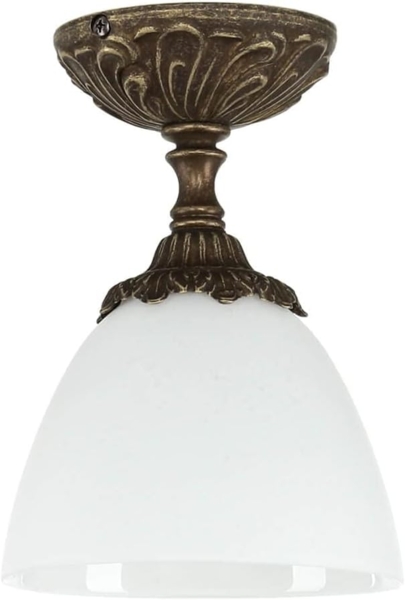 Licht-Erlebnisse Deckenleuchte BEATRICE, ohne Leuchtmittel, Jugendstil Deckenlampe Messing Glas Weiß Bronze Antik Lampe Bild 1
