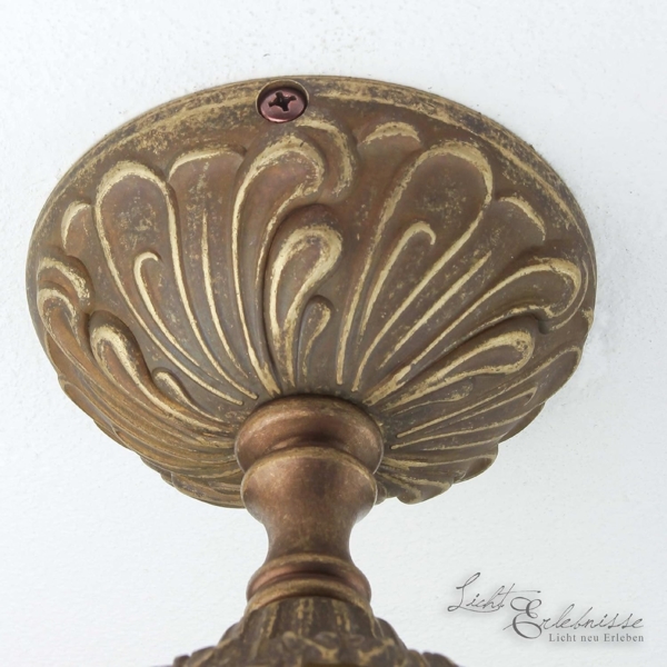 Licht-Erlebnisse Deckenleuchte BEATRICE, ohne Leuchtmittel, Jugendstil Deckenlampe Messing Glas Weiß Bronze Antik Lampe Bild 6