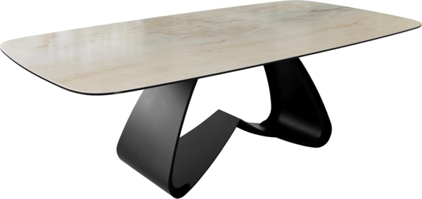 Esstisch Edge Boot 240x120 cm Keramik Iris FMG Onice Oro W-Gestell Metall Schwarz