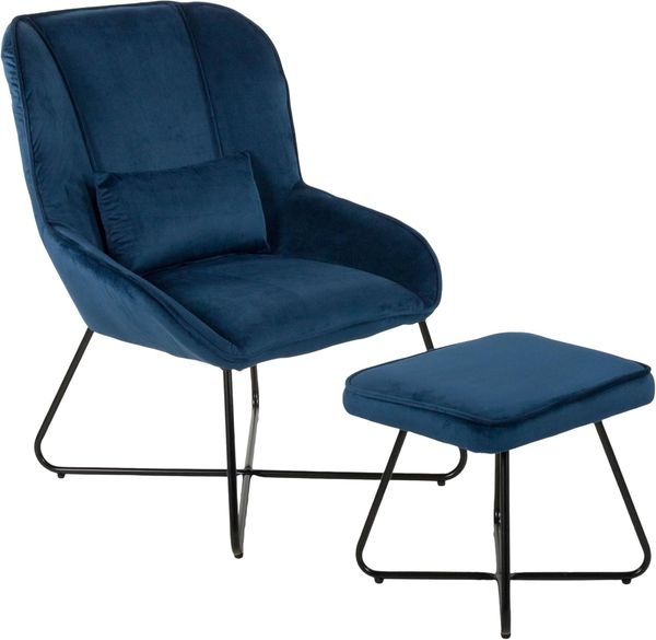 Duo Collection Loungesessel Algona, Relaxsessel mit Hocker, Samt-Optik, Cocktailsessel
