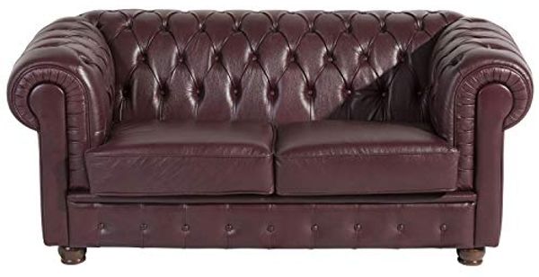 Bridgeport Sofa 2-Sitzer Wischleder Rot Buche Nussbaumfarben