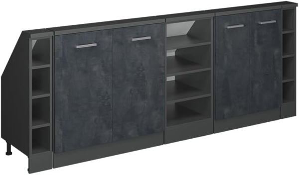 Dachschrägenschrank-Set Rion Schwarz Beton/Anthrazit 5er Set Vicco