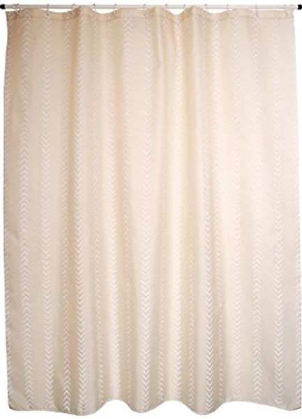 MSV Duschvorhang BERBERA Breite 180 cm, Premium Anti-Schimmel Textil-Duschvorhang, Polyester, 180x200 cm, waschbar, beige-braun, gemustert