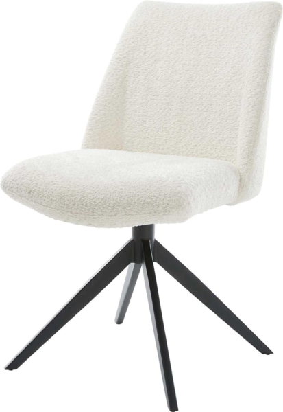 Drehstuhl Elso-Flex Bouclé Weiß Kreuzgestell breit Schwarz 360° drehbar Wippfunktion Taschenfederkern