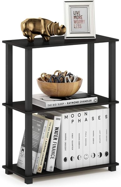 Furinno 3-Ebenen kompaktes Mehrzweckregal mit quadratischem Rohr, holz, Espresso/Schwarz, 28. 96x59. 94x75. 18 cm