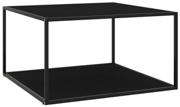 vidaXL Couchtisch, Glas/ Metall Schwarz/ Schwarz, 90 x 90 x 50 cm