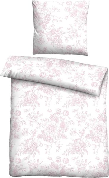 Traumhaft schlafen - Castell - Markenbettwäsche Baumwoll Satin Bettwäsche 0601101 ROSEN FEIN, rose, 1x 135x200 cm + 1x 80x80 cm