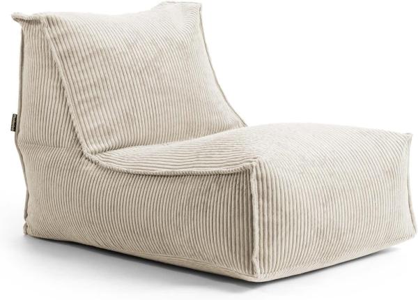 mokebo Sitzsack Der Gelassene (aus Cordstoff), Indoor Bean Bag, Liege & Relaxliege für Kinder & Erwachsene in Beige