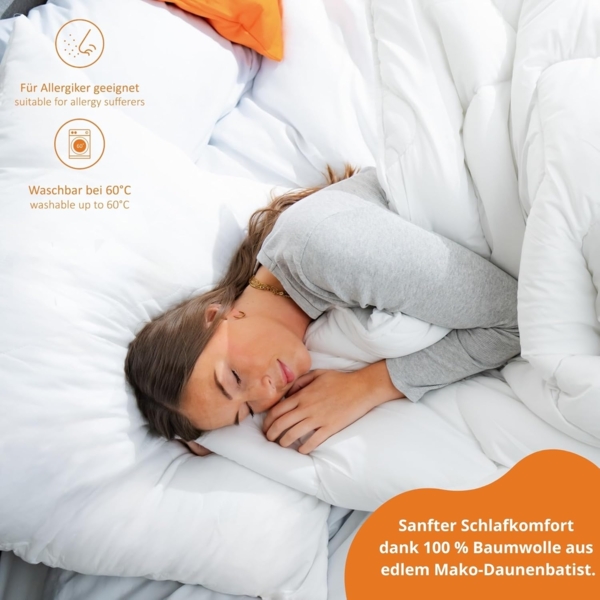 sleepling Federkissen, Füllung: Daunen- und Federn, Bezug: 100% Baumwolle, Seitenschläfer, Rückenschläfer, Bauchschläfer, einzeln oder als Set Bild 4