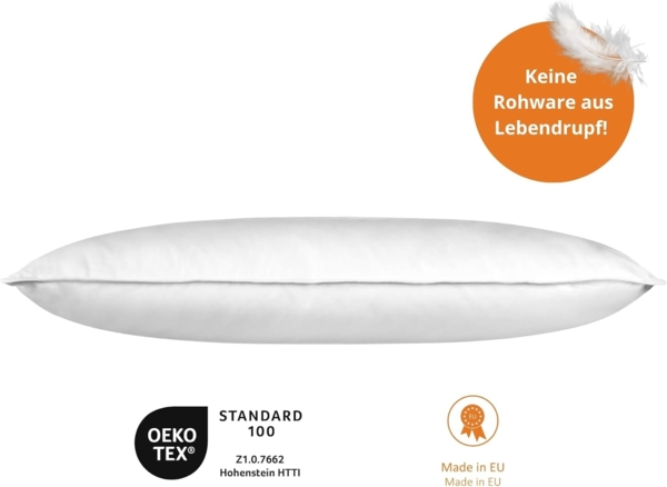 sleepling Federkissen, Füllung: Daunen- und Federn, Bezug: 100% Baumwolle, Seitenschläfer, Rückenschläfer, Bauchschläfer, einzeln oder als Set Bild 3