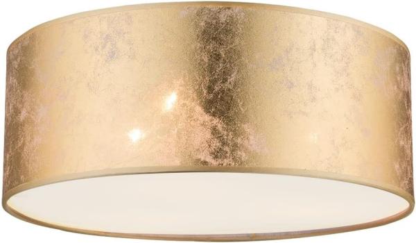 GLOBO Deckenleuchte Wohnzimmer Deckenlampe Rund Textil gold 40 x 18 cm 15187D