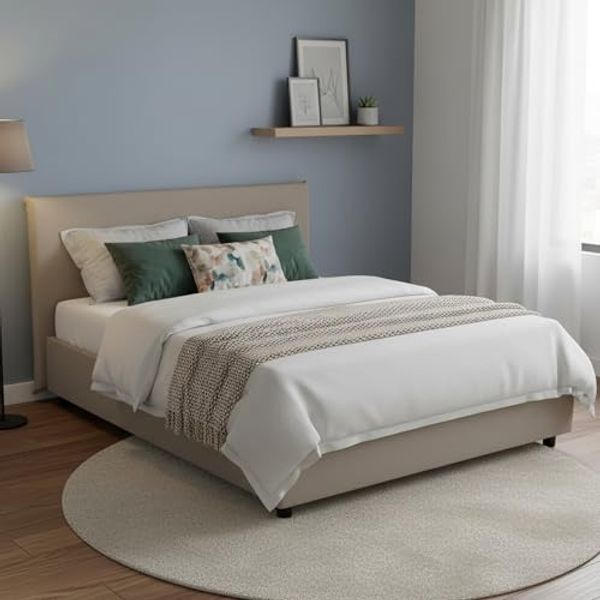 Talamo Italia - Doppelbett Belinda, Bettkasten aus Kunstleder, Öffnung vorne, geeignet für Matratze 140x200 cm, 100 % Made in Italy, taubenGrau
