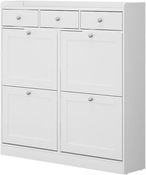 Schuhkipper Vitto Weiß 100 x 99.5 cm mit 3 Schubladen & 4 Klappfächern Vicco