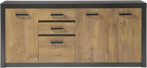 Sideboard Beveren in Kastanie und Fresco grau 198 x 88 cm