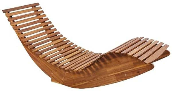 Beliani 'BRESCIA II' Gartenliege mit Polsterauflage, Holz, 90 x 176 x 60 cm, keine Auflage
