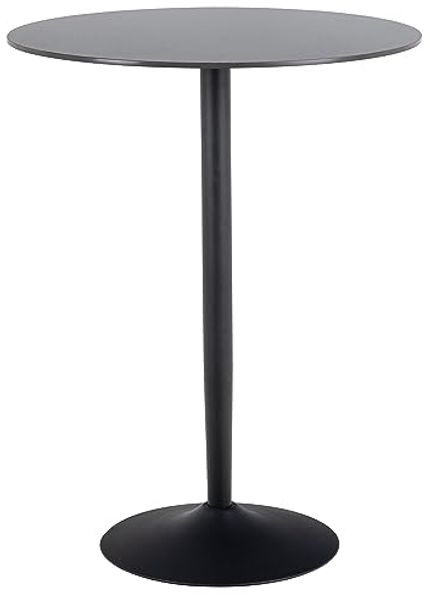AC Design Furniture Marta Stehtisch in Schwarz mit Hitzebeständiger und Kratzfester Keramik-Tischplatte, Schwarzer Metalltrompetenfuß, Runder Stehtisch in Modernem Design, Ø: 80 x H: 105 cm