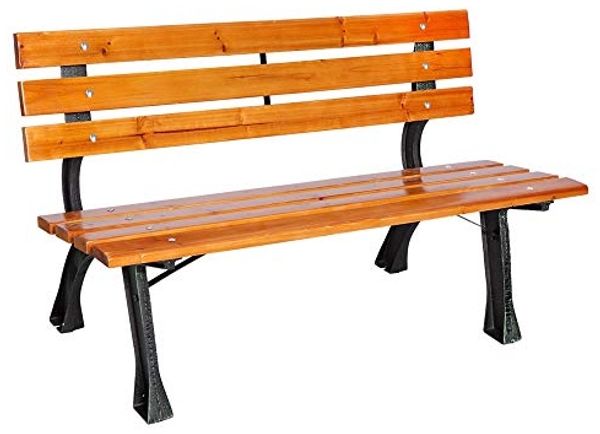 Parkbank Tannenholz Gartenbank Sitzbank Holz Metall Balkon Terrasse 120x70cm