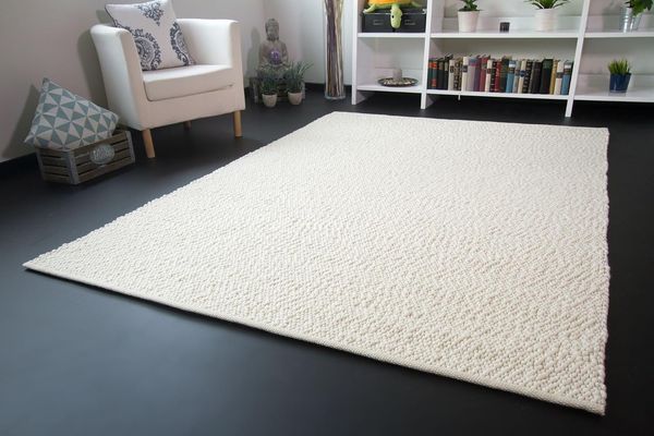 Handweb Teppich Lindau, Farbe: wollweiß, Größe: 70x140 cm