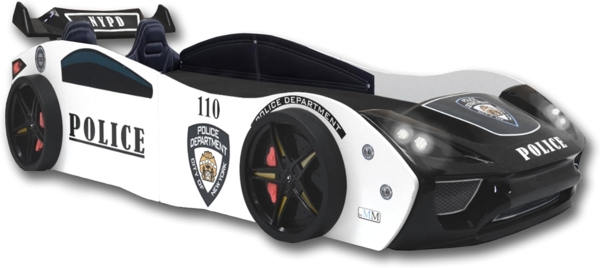 Autobett Kinderbett "Police" + Sportsitze 90x200 inkl. Lattenrost Creativ Fresh Plus H2