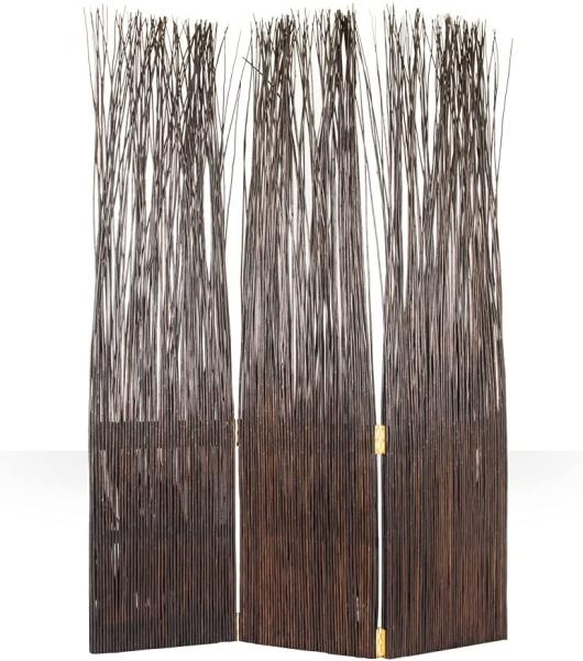 3 fach Paravent Raumteiler, Weide braun, 120x170 cm