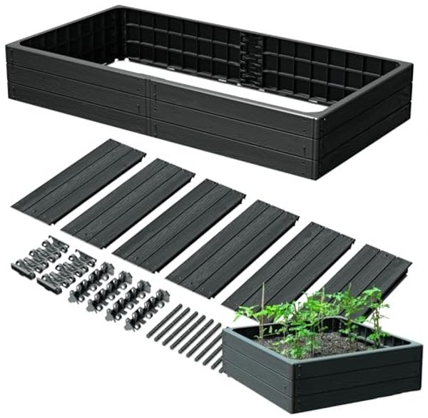 PROSPERPLAST Gewächshaus für Gemüse/Beetabdeckung mit Fenstern Gartenrabatte IBWR anthrazit