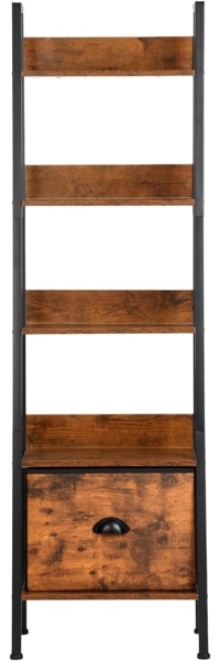 FurnitureR Kinderzimmer Regal & Ablage 42 x 29 x 141 cm, 5 Ebenen, Stoffschublade, 12 mm Holzplatten & 20 mm Metallrahmen, 7,5 cm Rückwand, Warmer & sicherer Stauraum Bild 4