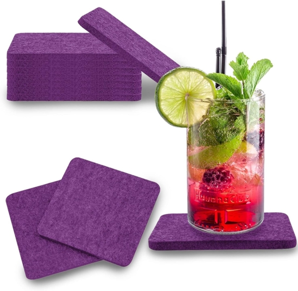 wortek Getränkeuntersetzer Filz-Untersetzer Eckig für Gläser 8er Tischset, Zubehör für Tisch & Gläser, Set, 8-tlg, cm