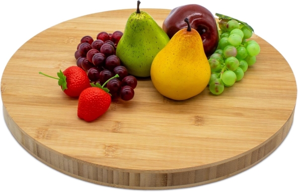 Spetebo Schneidebrett Bambus Schneidebrett rund massiv - ⌀ 40 cm, Bambus, (Küchenbrett aus FSC Holz, 1-St, Servierbrett), lebensmittelecht