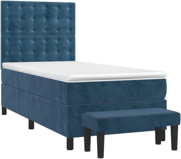 vidaXL Boxspringbett mit Matratze Dunkelblau 90x190 cm Samt 3138059