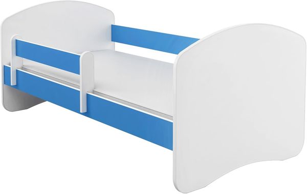 Kinderbett Jugendbett mit einer Schublade und Matratze Weiß ACMA II (140x70 cm, Blau)