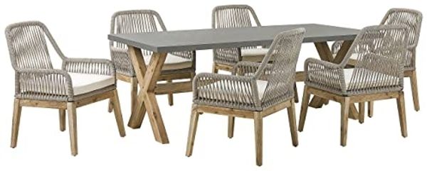 Beliani 'OLBIA' Gartentisch Set, Beton beige, 200 x 100 x 75 cm