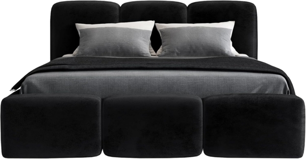 Polsterbett STAR 140x200 ohne Matratze mit Bettkasten und Lattenrost. Farbe: Schwarz 20