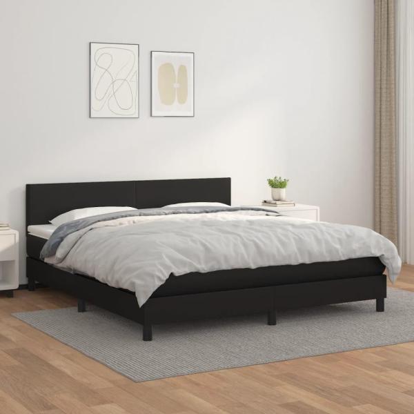 vidaXL Boxspringbett mit Matratze Schwarz 180x200 cm Kunstleder 3141017