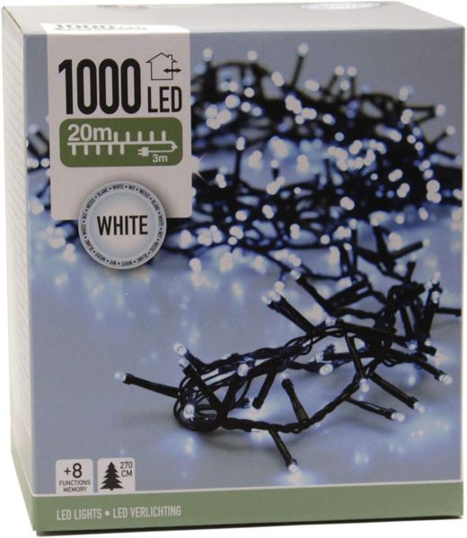 INtrenDU LED-Lichterkette Lichterkette 1000LED kaltweiß 20m, mit itegriertem Timer, Beleuchtungsprogrammen und Memoryfunktion