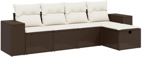 vidaXL 5-tlg. Garten-Sofagarnitur mit Kissen Braun Poly Rattan 3264399