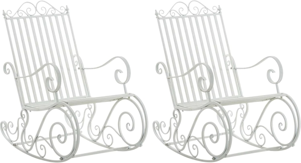 CLP 2er Set Schaukelstühle Smilla Schwingstühle mit hoher Rückenlehne,weiß
