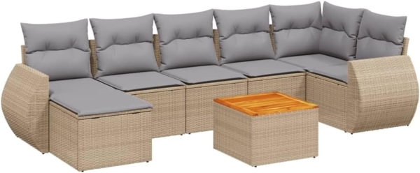 vidaXL 8-tlg. Garten-Sofagarnitur mit Kissen Beige Poly Rattan 3257445 Bild 1