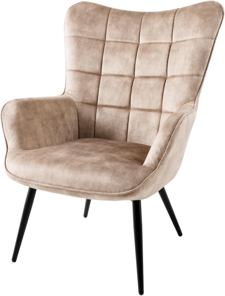 riess-ambiente Sessel SCANDINAVIA champagner beige / schwarz (Einzelartikel, 1-St), Wohnzimmer · Samt · Metall · mit Armlehnen · Scandinavian Design