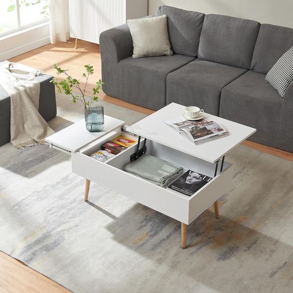 Couchtisch mit Stauraum Flesen 92x52x41 cm Weiß [en. casa]