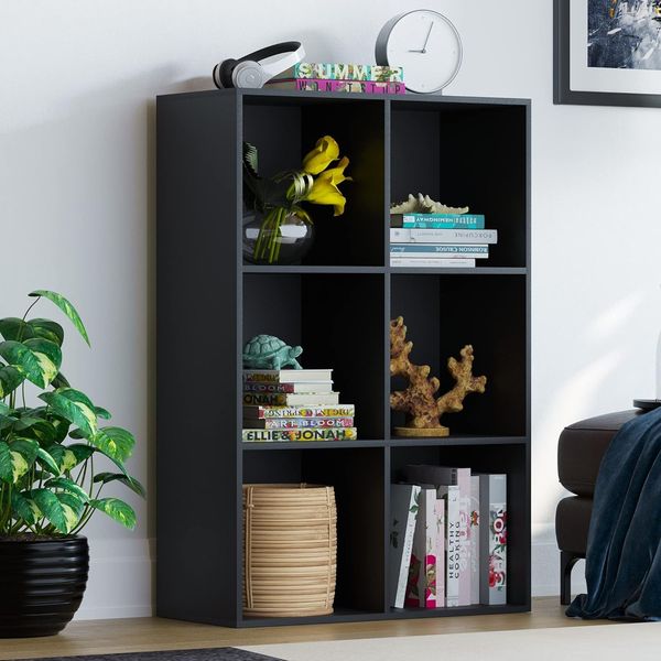 Vida Designs Durham Cube Bücherregal Aufbewahrung Organizer Wohnzimmer Bücherregal Home Office Möbel (6 Würfel, Schwarz)