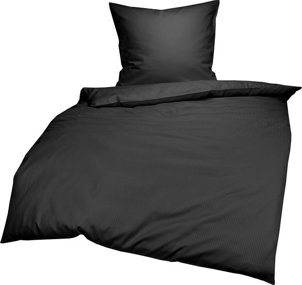 Lorena Mako-Satin Bettwäsche Venedig|155x220 cm + 80x80 cm| anthrazit