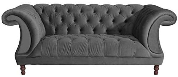 Ivette Sofa 2-Sitzer Samtvelours Anthrazit Buche Nussbaumfarben