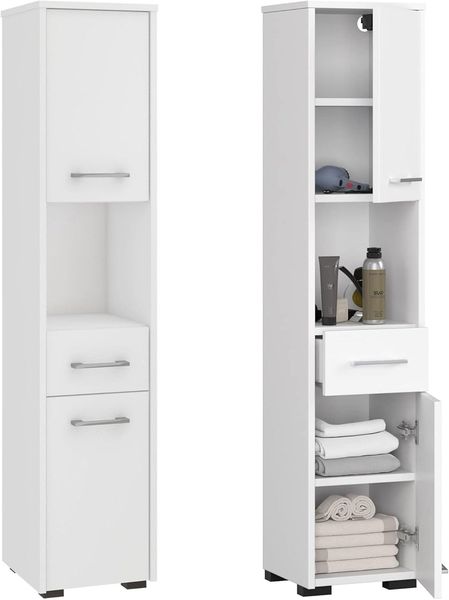 Home Collective Badregal Badezimmerschrank, mit 2 Türen und 1 Schublade 140 cm hoch, 30cm breit und tief