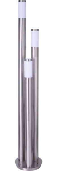 LED Stehlampe, Edelstahl, 3-Säulen, H 170 cm