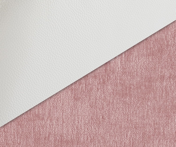 Drehstuhl Luan-Flex mit Armlehnen Materialmix Echtleder Weiß-Rosé Fußkreuz Weiß 360° drehbar Wippfunktion Bild 4