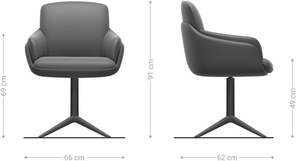 Drehstuhl Luan-Flex mit Armlehnen Materialmix Echtleder Weiß-Rosé Fußkreuz Weiß 360° drehbar Wippfunktion Bild 7