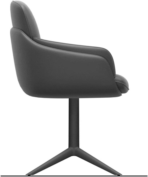 Drehstuhl Luan-Flex mit Armlehnen Materialmix Echtleder Weiß-Rosé Fußkreuz Weiß 360° drehbar Wippfunktion Bild 9